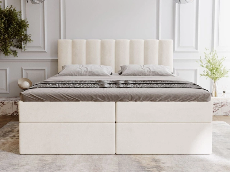 Boxspringbett mit Bettkasten 200x200 Mocca Beige