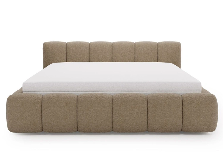 Polsterbett mit Bettkasten und Lattenrost 120x200 Cloud Low Bouclé-Stoff Braun