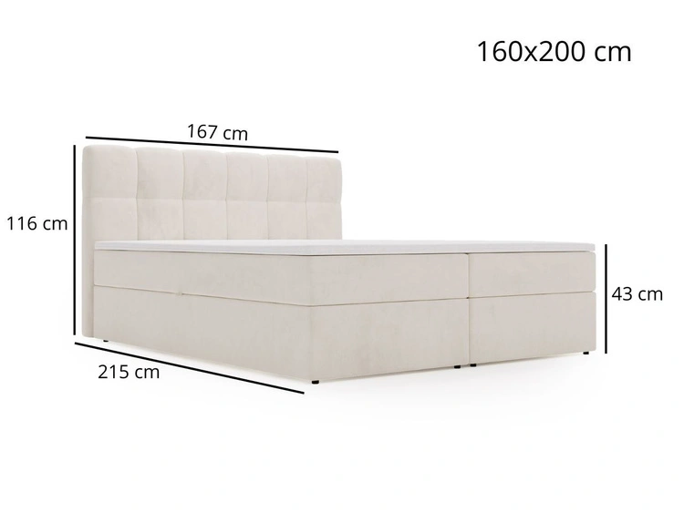 Boxspringbett mit Bettkasten 160x200 Maison Dunkelgrau