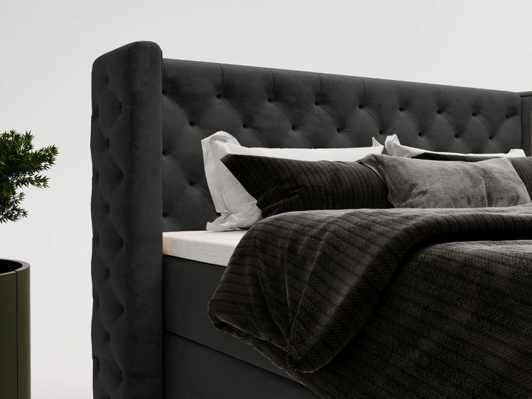 Boxspringbett mit Bettkasten 120x200 Lion Schwarz