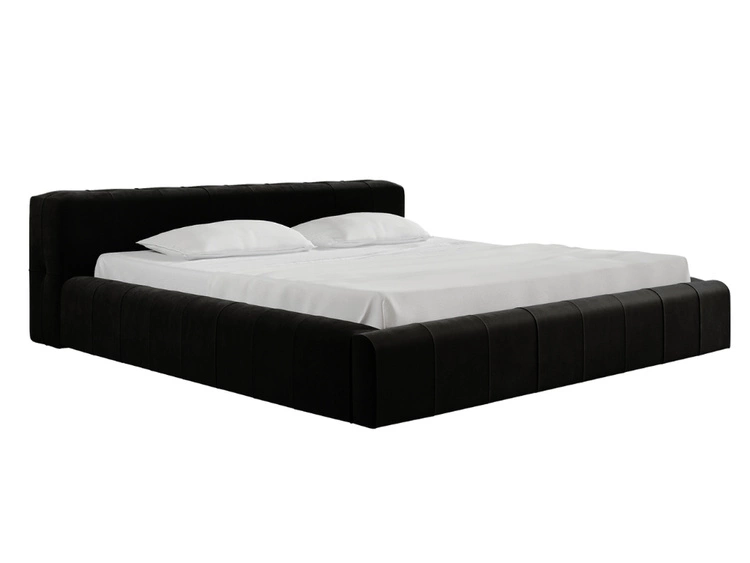 Polsterbett mit Bettkasten und Lattenrost 140x200 Lipari Schwarz