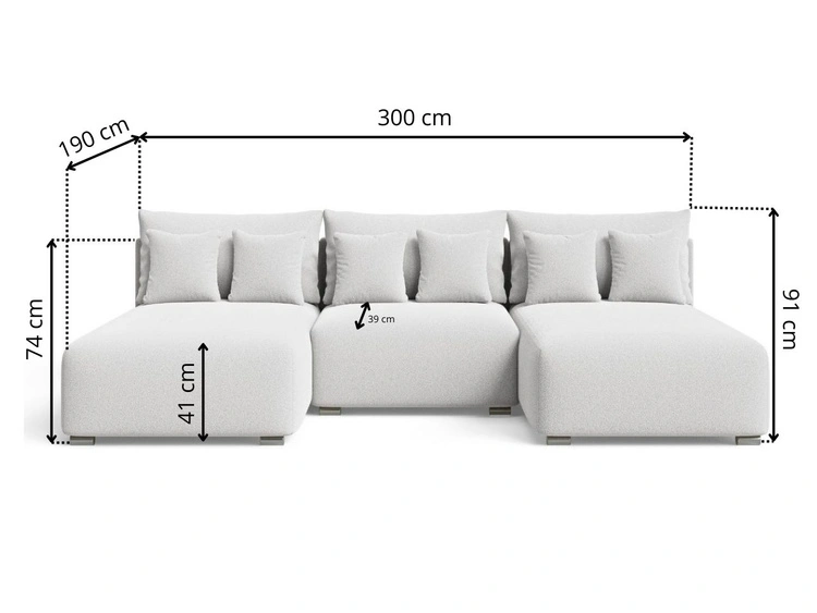 Ecksofa U mit Schlaffunktion und Bettkasten Ronni Beige