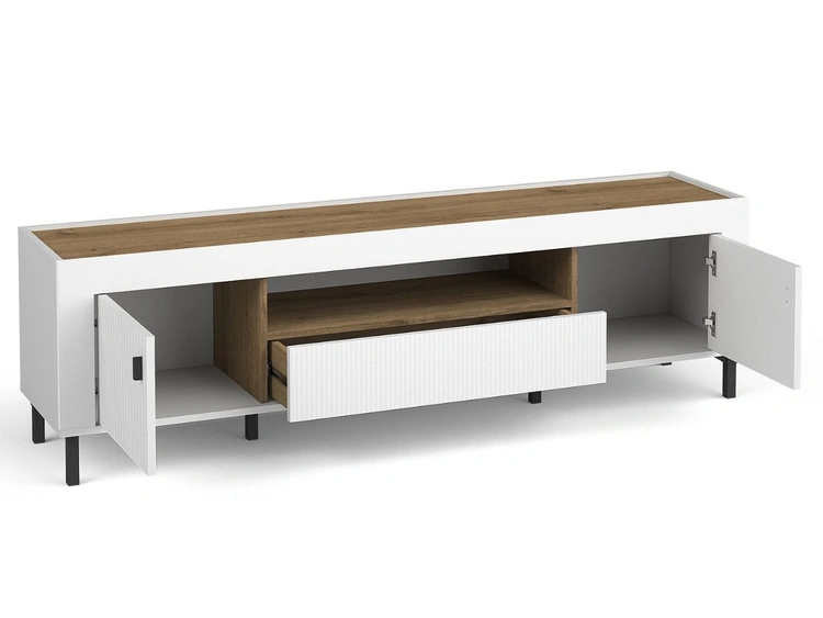 TV-Lowboard mit Schublade und Türen Messina Weiß