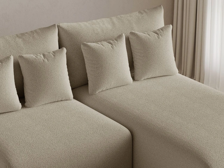 Ecksofa L-Form Rechts mit Schlaffunktion und Bettkasten Ronni Beige