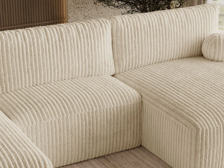 Wohnlandschaft mit Schlaffunktion und Bettkasten Aurora Beige