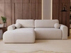 Ecksofa L-Form mit Schlaffunktion und Bettkasten Savana Links Bouclé-Stoff Creme