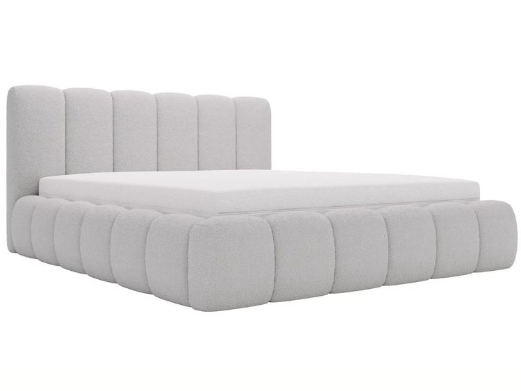 Polsterbett mit Bettkasten und Lattenrost 120x200 Cloud Bouclé-Stoff Hellgrau