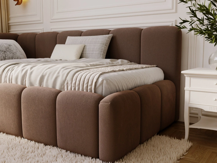 Jugendbett Einzelbett mit Bettkasten und Lattenrost 90x200 Cloud One Braun
