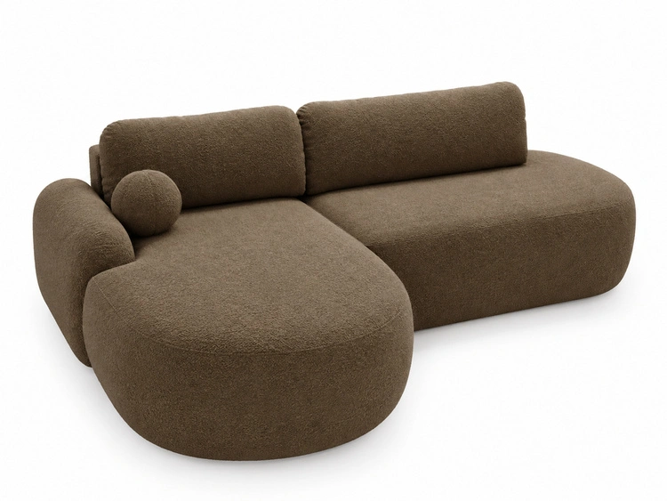 Ecksofa L-Form Links mit Schlaffunktion und Bettkasten Aurio O Braun