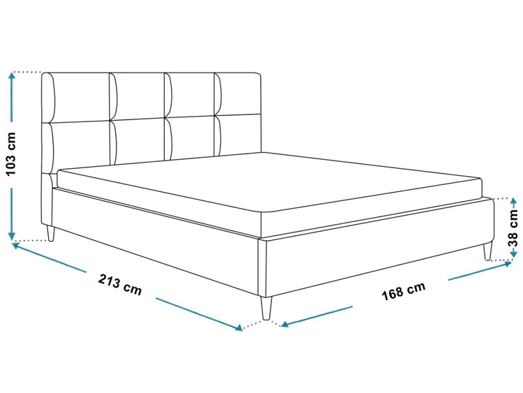 Polsterbett mit Lattenrost 160x200 Luxe Dunkelblau