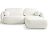 Ecksofa L-Form Rechts mit Schlaffunktion und Bettkasten Oreo Creme