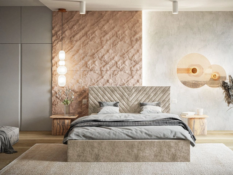 Polsterbett mit Bettkasten und Lattenrost 120x200 Esma Beige