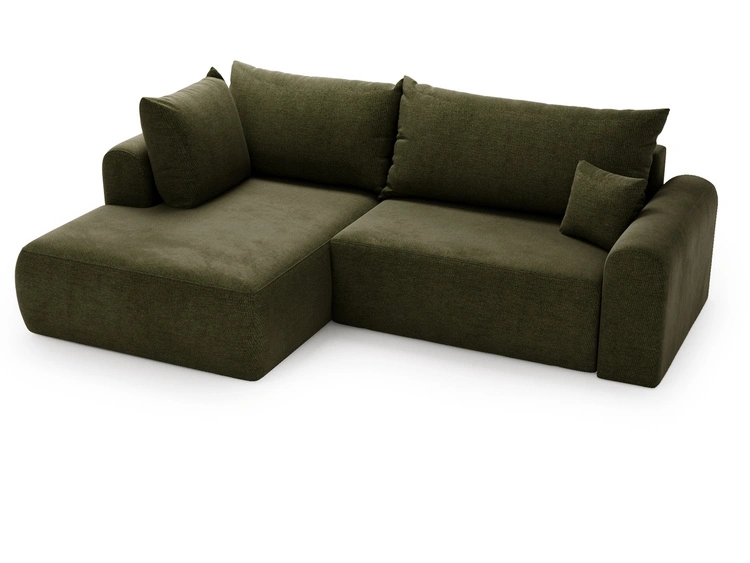 Ecksofa L-Form mit Schlaffunktion und Bettkasten Savana Bis Grün