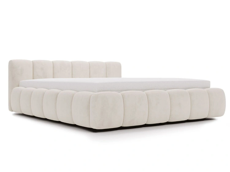 Polsterbett ohne Bettkasten mit Lattenrost 120x200 Cloud Low aus Samtstoff Beige