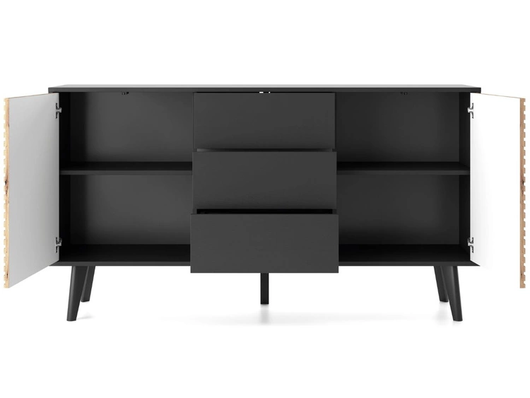 Kommode mit Türen und Schubladen Astro Schwarz, Artisan Eiche