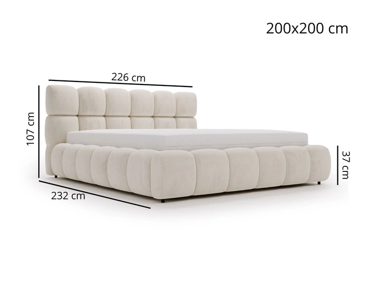 Polsterbett mit Bettkasten und Lattenrost 200x200 Modo aus Bouclé-Stoff Braun