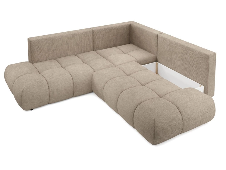 Ecksofa mit Schlaffunktion und Bettkasten Links Kair Hellbraun
