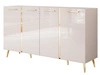 Viertürige Kommode 158 cm Glamour-Stil mit goldenen Griffen und Beinen Lunelie Kaschmirglanz