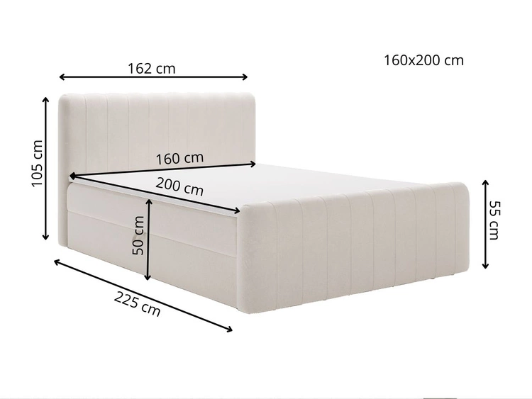 Boxspringbett mit Bettkasten 160x200 Osteno Beige
