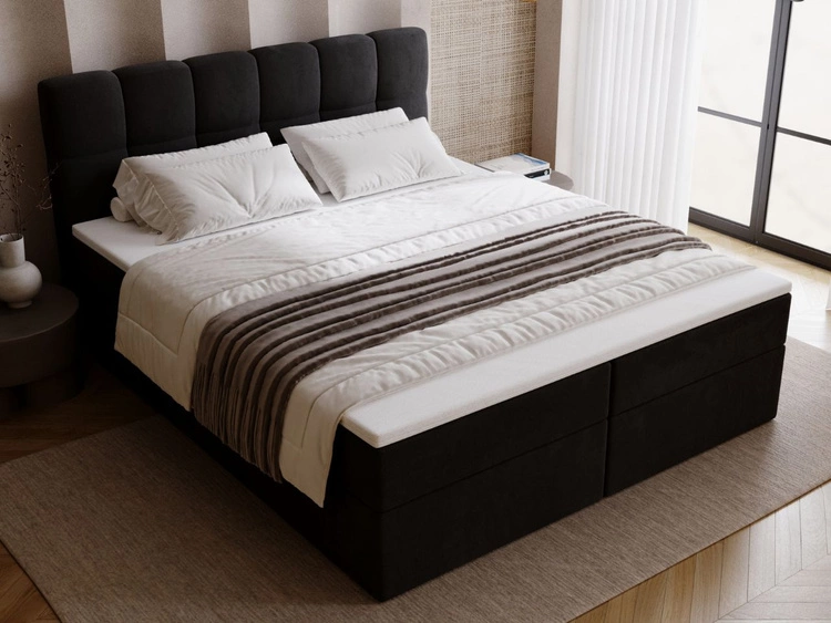 Boxspringbett mit Bettkasten 140x200 Maison Schwarz
