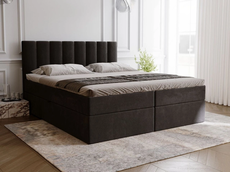 Boxspringbett mit Bettkasten 180x200 Mocca Schwarz