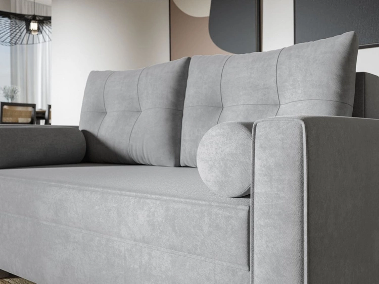 Schlafsofa mit Bettfunktion und Bettkasten Pori Grau