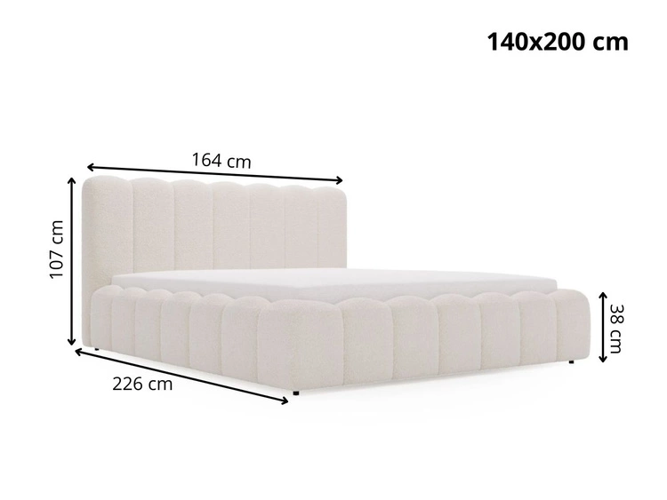 Polsterbett mit Bettkasten und Lattenrost 140x200 Smile Creme