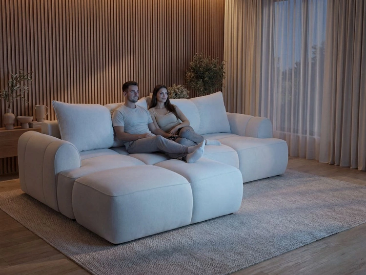 Ecksofa L-Form Links mit Schlaffunktion und Bettkasten Bonno Grau
