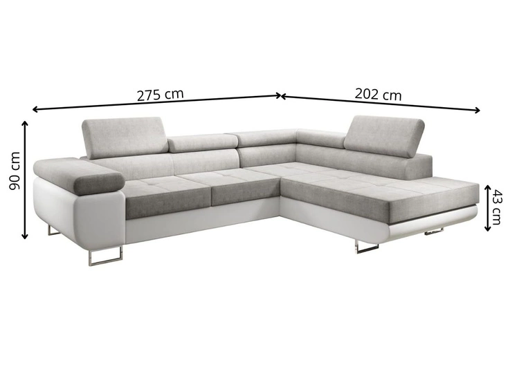 Ecksofa L-Form Links mit Schlaffunktion und Bettkasten Solam L Dunkelblau , Weiß