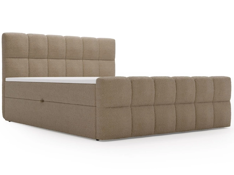 Boxspringbett mit Bettkasten 200x200 Bouclé-Stoff Alicante Braun