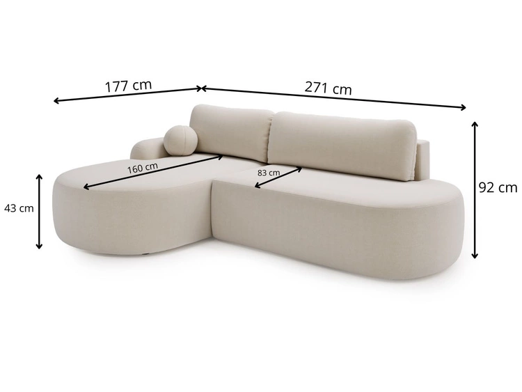 Ecksofa L-Form Links mit Schlaffunktion und Bettkasten Aurio O Braun