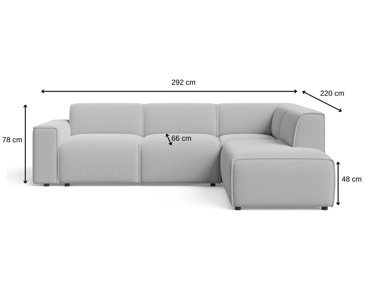 Ecksofa L-Form Rechts Eluno Bouclé-Stoff Grau