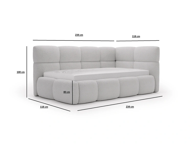 Gepolstertes Jugend-Einzelbett mit Bettkasten und Holzrost 90x200 Modo One Links Braun