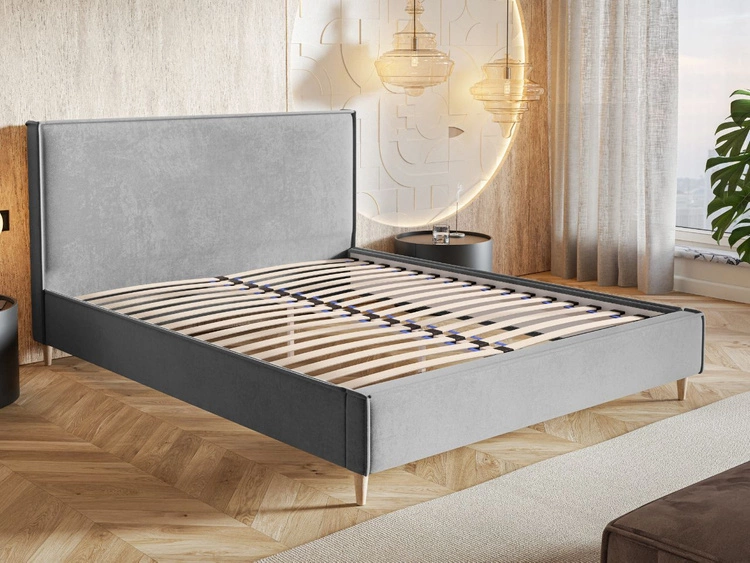 Polsterbett mit Lattenrost 160x200 Grenada Hellgrau