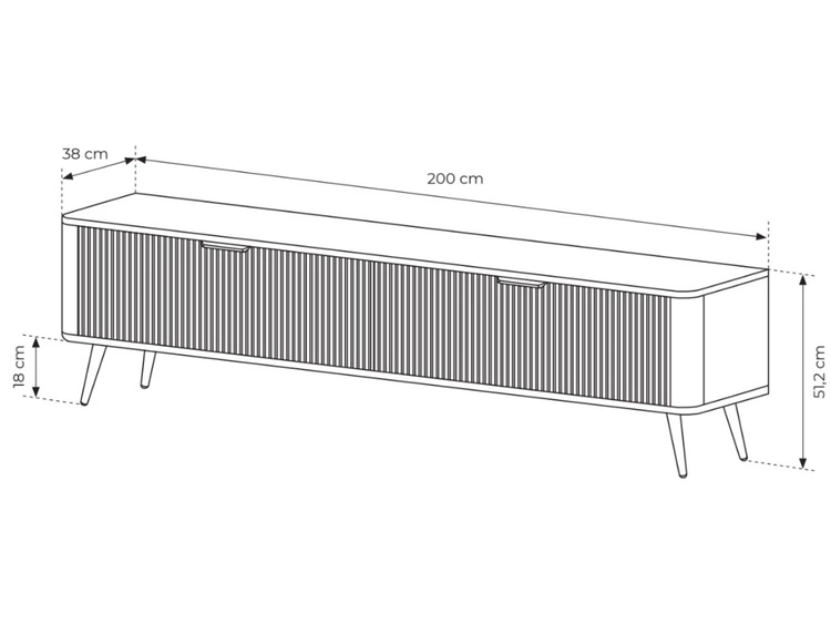 TV-Lowboard mit Türen 200 cm Latina Schwarz