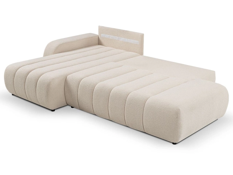 Ecksofa mit Schlaffunktion und Bettkasten Links Adoro Hellbeige