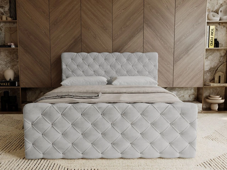 Boxspringbett mit Bettkasten 140x200 Lunaris Hellgrau