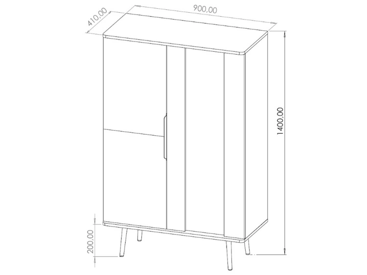 Vitrinenschrank mit Glas Nemi Schwarzer Graphit Braun