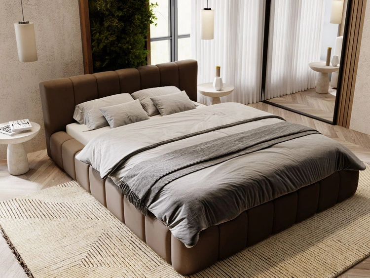 Polsterbett mit Bettkasten und Lattenrost 180x200 Split Braun