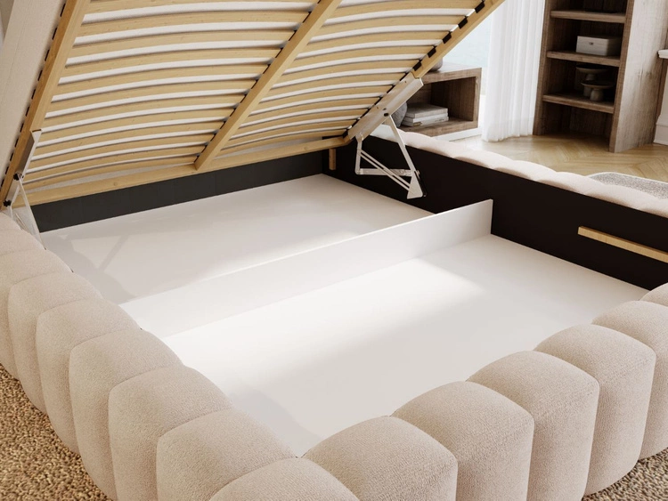 Polsterbett mit Bettkasten und Lattenrost 180x200 Rotto Beige