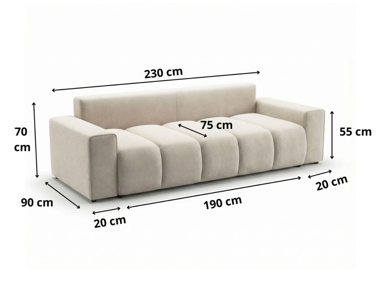 Schlafsofa mit Bettfunktion und Bettkasten Miro Beige