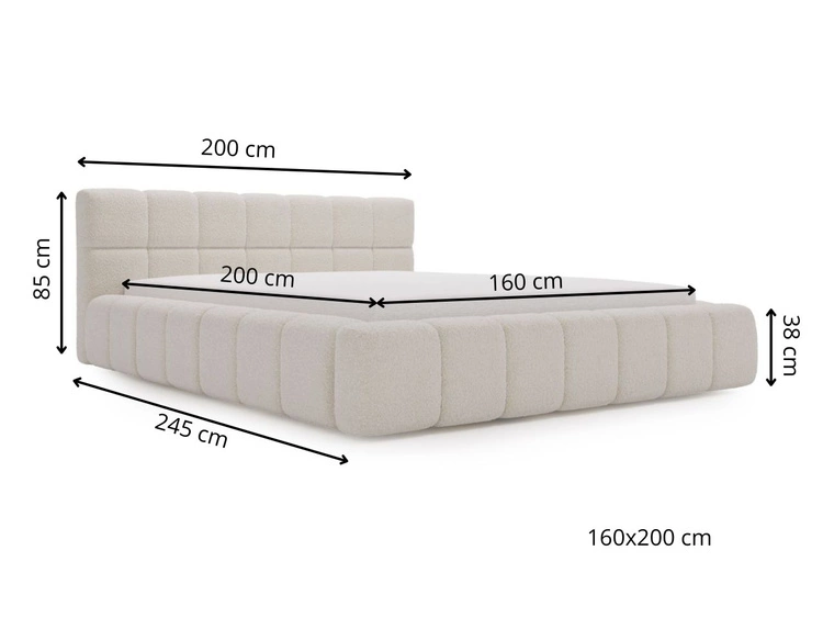 Polsterbett mit Bettkasten und Lattenrost 160x200 Alicante Boucle Braun