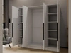 Kleiderschrank 200 cm Perugia Weiß mit schwarzen Griffen