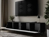 TV-Lowboard mit Türen auf Schwarz-Goldenen Metallbeinen 200 cm Noaé Schwarz Hochglanz