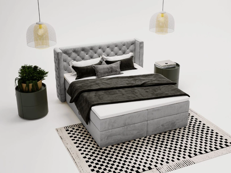 Boxspringbett mit Bettkasten 180x200 Lion Grau