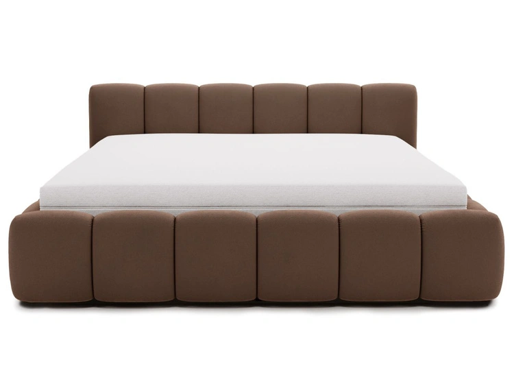 Polsterbett ohne Bettkasten mit Lattenrost 180x200 Cloud Low aus Samtstoff Braun
