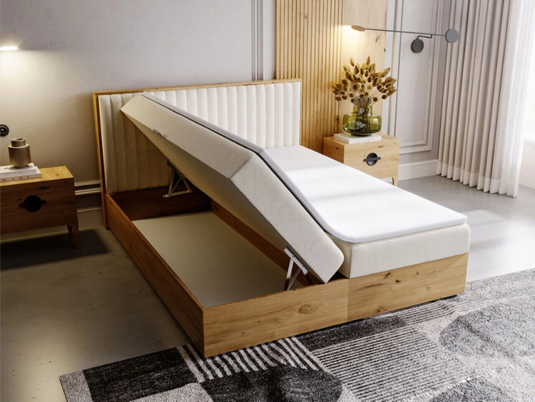 Boxspringbett mit Bettkasten 140x200 Forest Beige