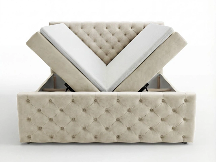 Boxspringbett mit Bettkasten 120x200 Montego Creme