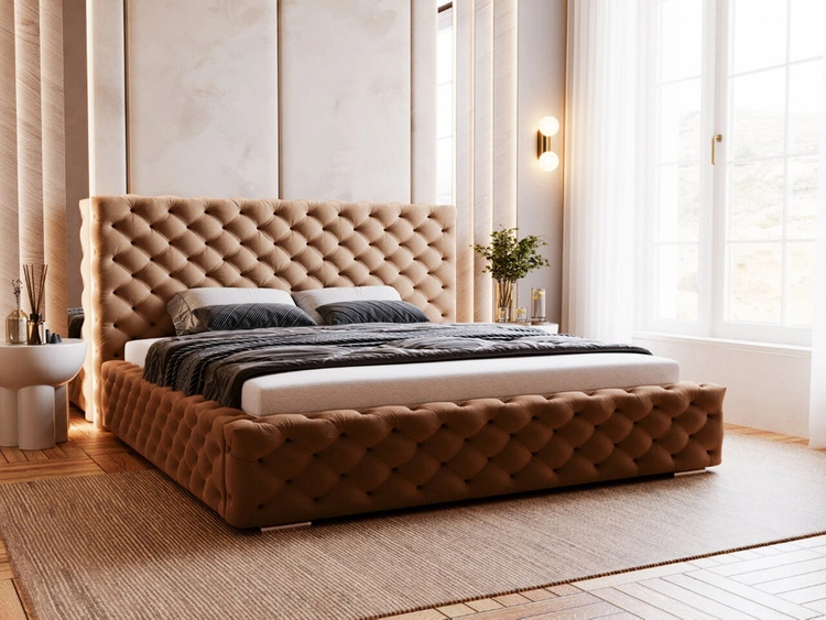 Polsterbett mit Bettkasten und Lattenrost 180x200 Astra Braun