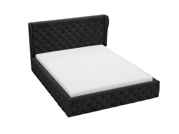 Polsterbett mit Bettkasten und Lattenrost 140x200 Kingston Schwarz